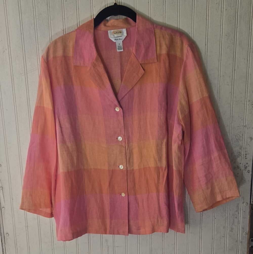 Talbots Pink Linen Shirt